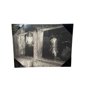 NEW Randiance Flickering Light Canvas Picture Wall Art Horse in Barn w/ Lantern